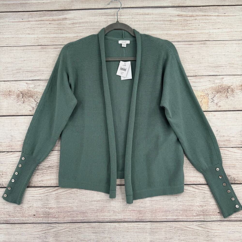 J. Jill PureJill Roll Neck Cardigan Sweater‎ Women's Size XS Green NEW